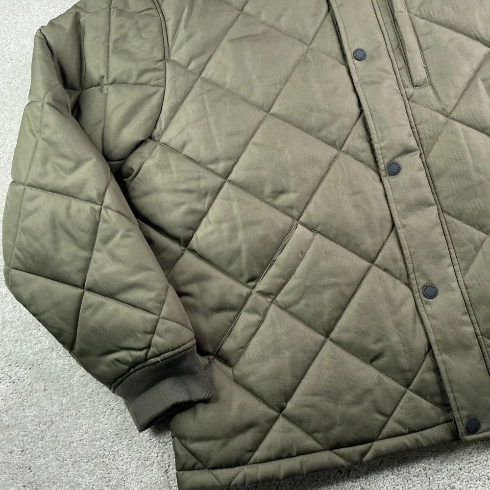 Banana Republic Jacket Mens XXL Olive Green Quilted Bomber Snap Zip Up Coat